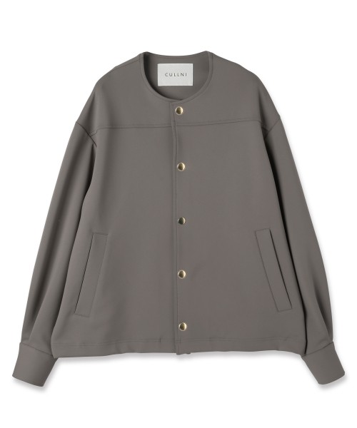 Double Cloth Collarless Dot Button Jacket