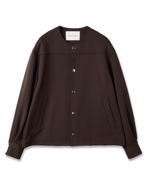 Double Cloth Collarless Dot Button Jacket