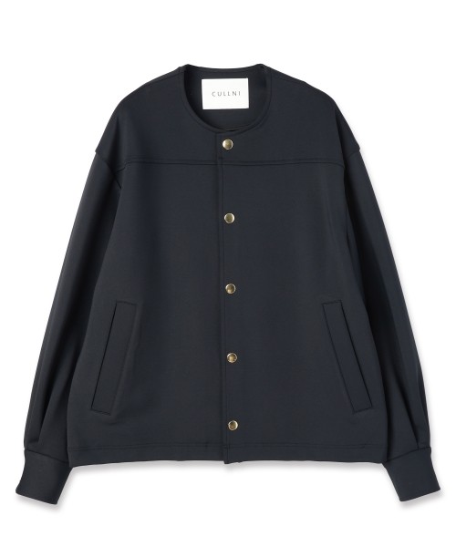 Double Cloth Collarless Dot Button Jacket