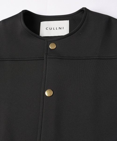 Double Cloth Collarless Dot Button Jacket