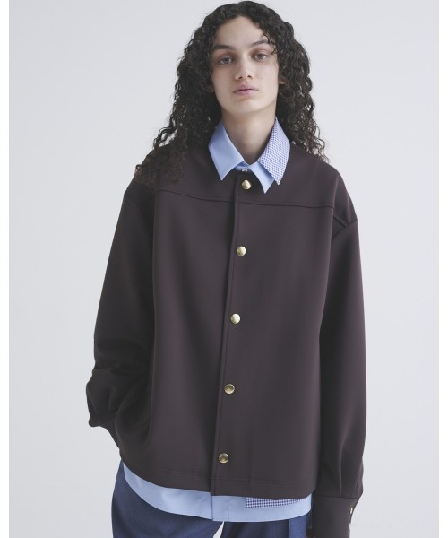 Double Cloth Collarless Dot Button Jacket