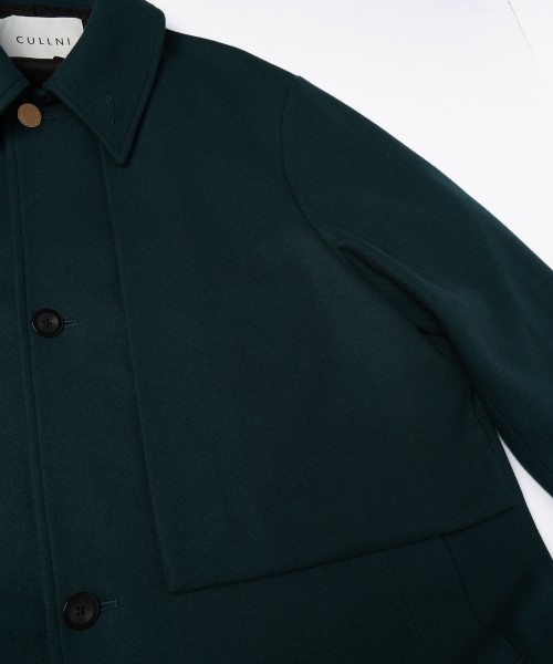 Lamb Wool Melton Layerd Long Coat