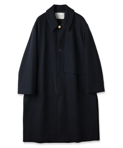 Lamb Wool Melton Layerd Long Coat