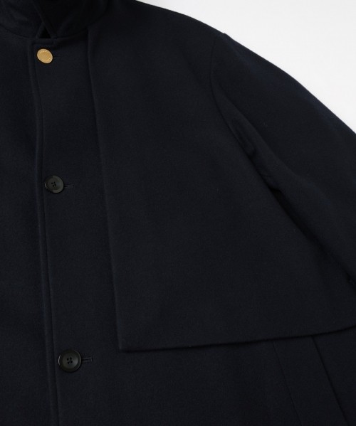 Lamb Wool Melton Layerd Long Coat