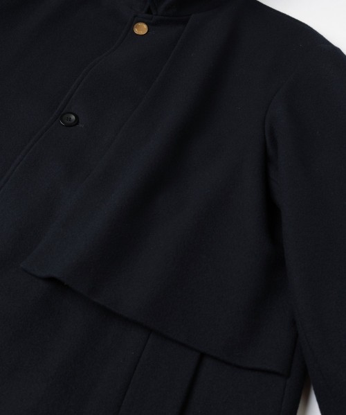 Lamb Wool Melton Layerd Long Coat