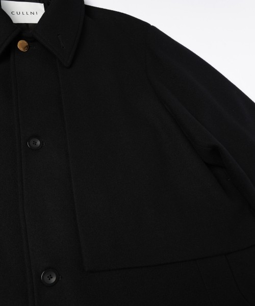 Lamb Wool Melton Layerd Long Coat