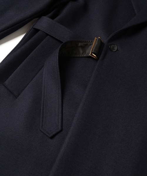 Wool Melton Tie Locken Long Chester Coat