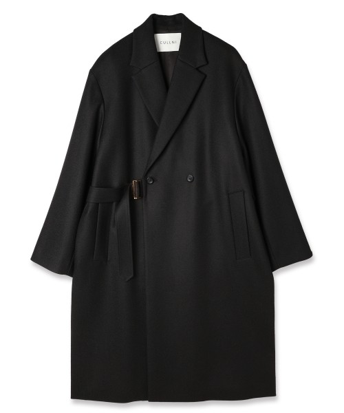 Wool Melton Tie Locken Long Chester Coat