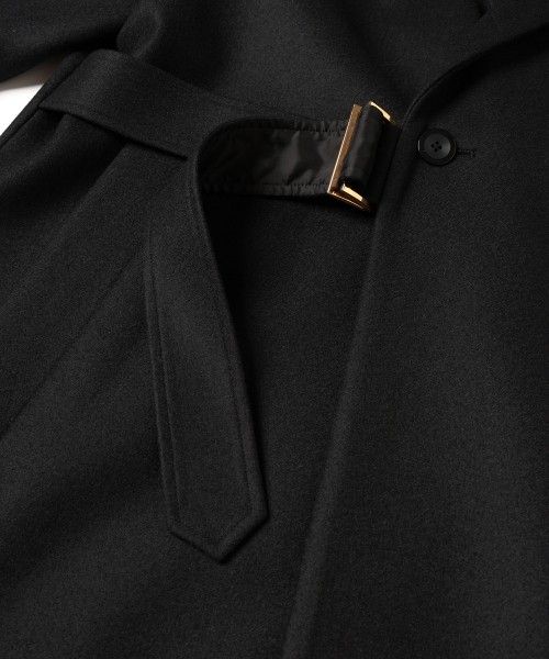 Wool Melton Tie Locken Long Chester Coat