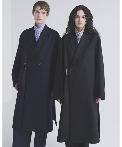 Wool Melton Tie Locken Long Chester Coat