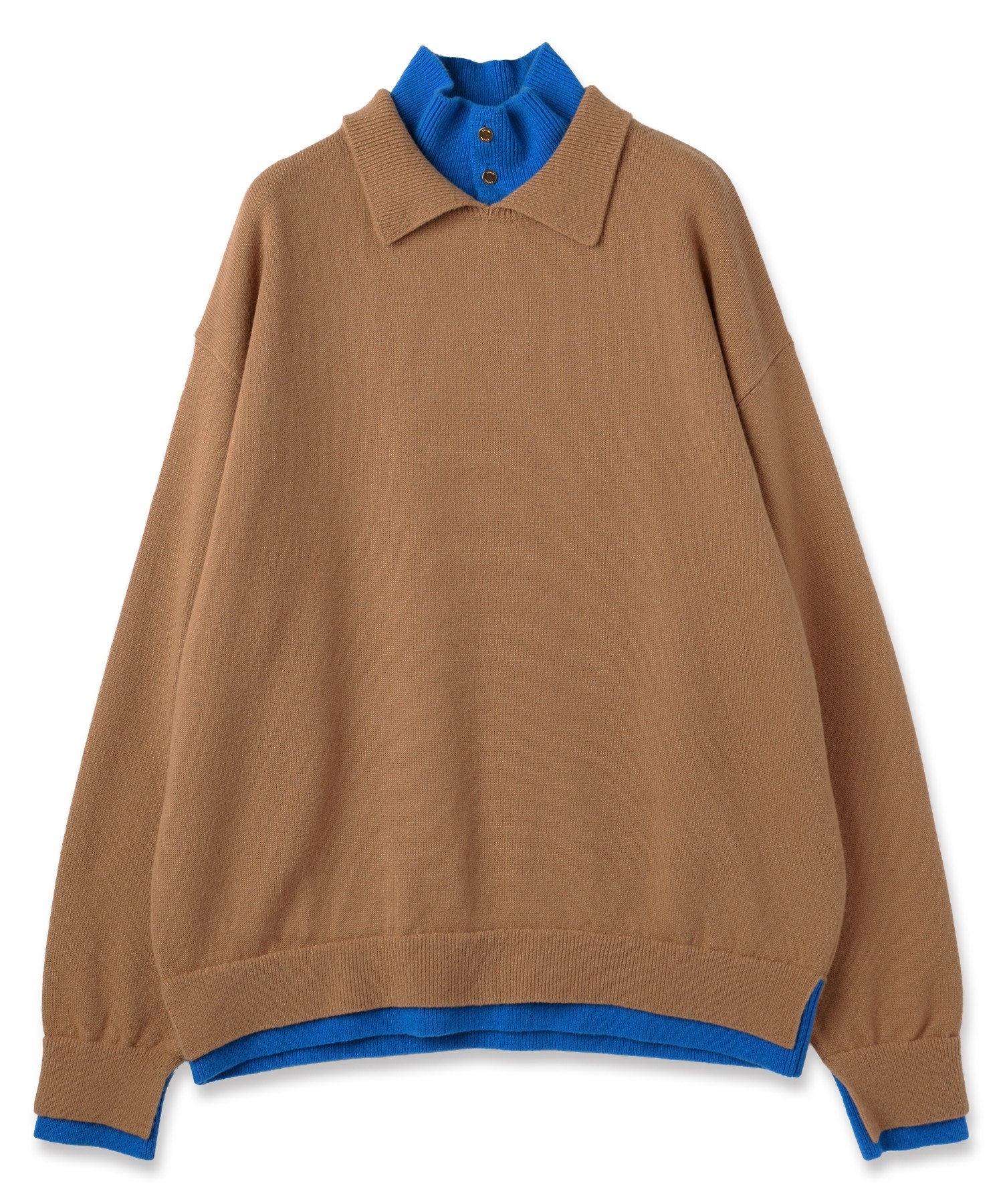 Layerd Rib Double Neck Pullover Knit