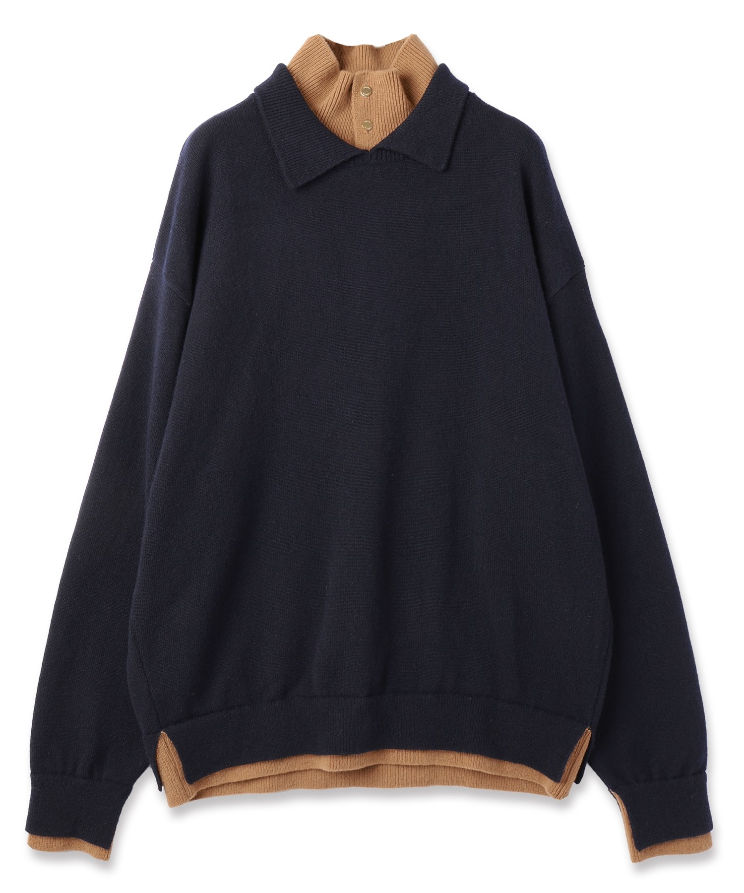 Layerd Rib Double Neck Pullover Knit