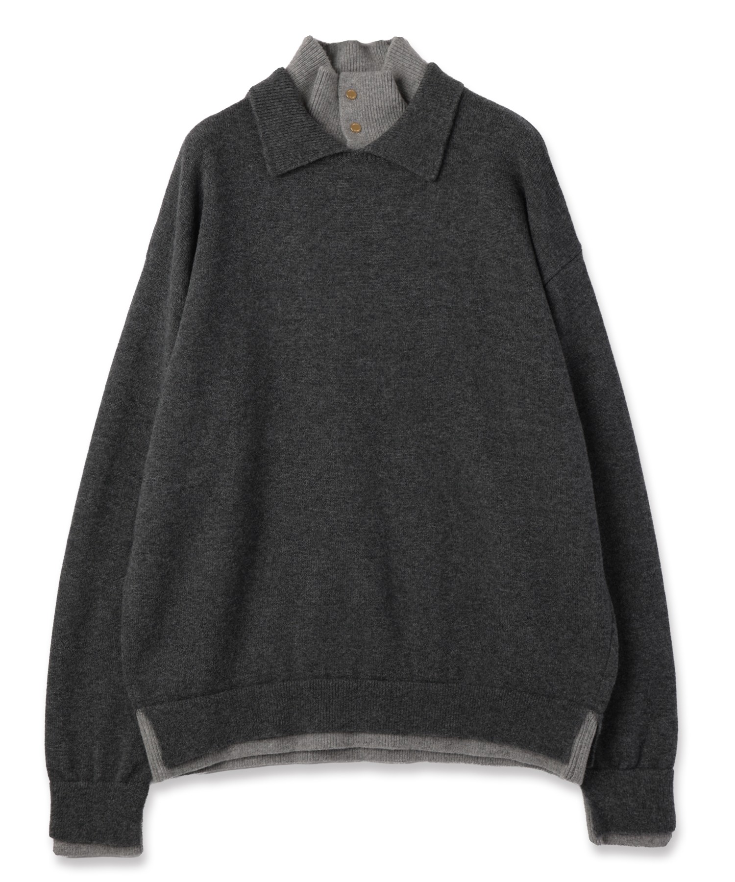 Layerd Rib Double Neck Pullover Knit