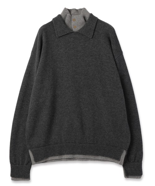 Layerd Rib Double Neck Pullover Knit