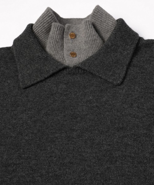 Layerd Rib Double Neck Pullover Knit