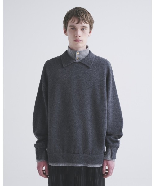 Layerd Rib Double Neck Pullover Knit