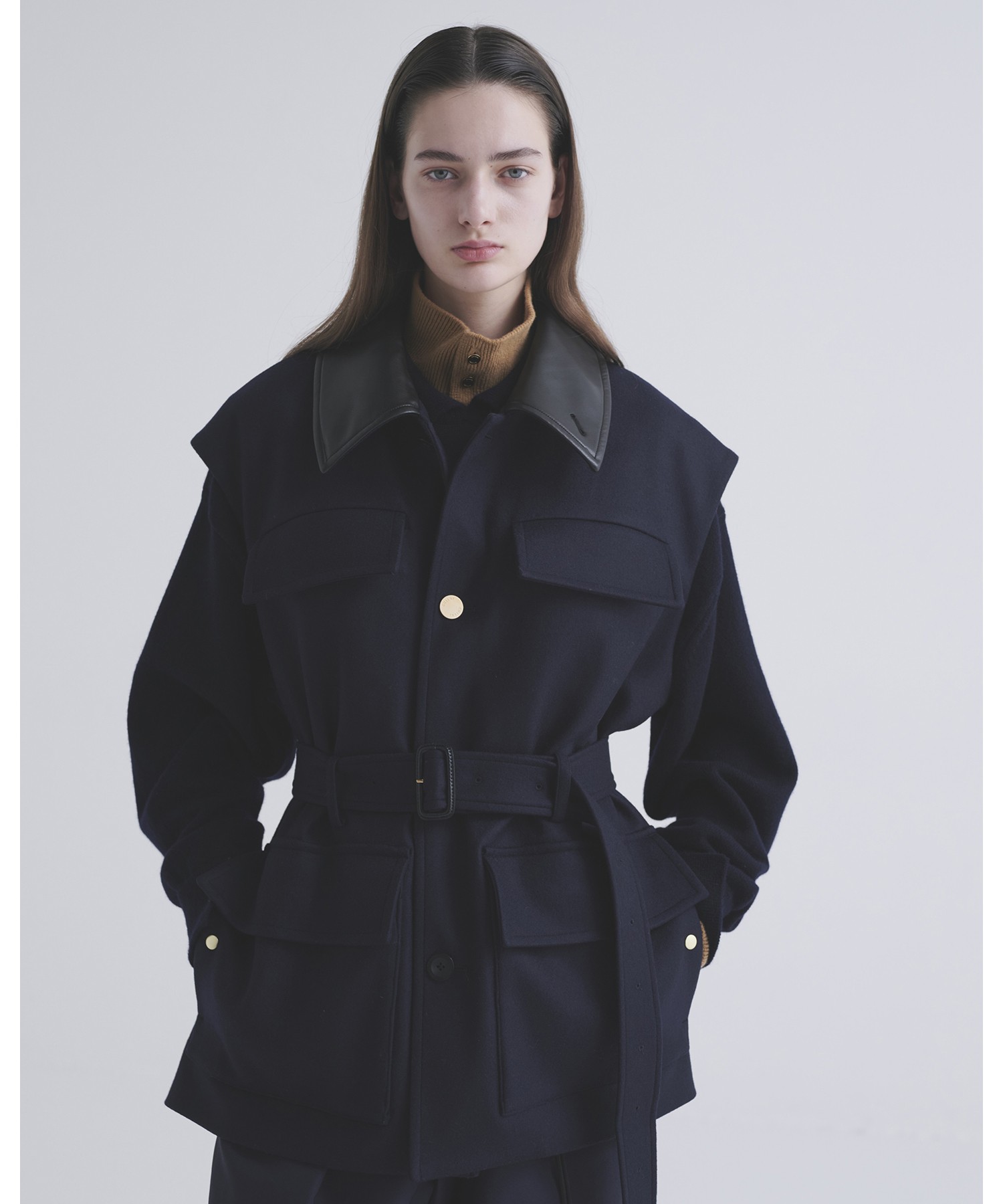 Layerd Rib Double Neck Pullover Knit