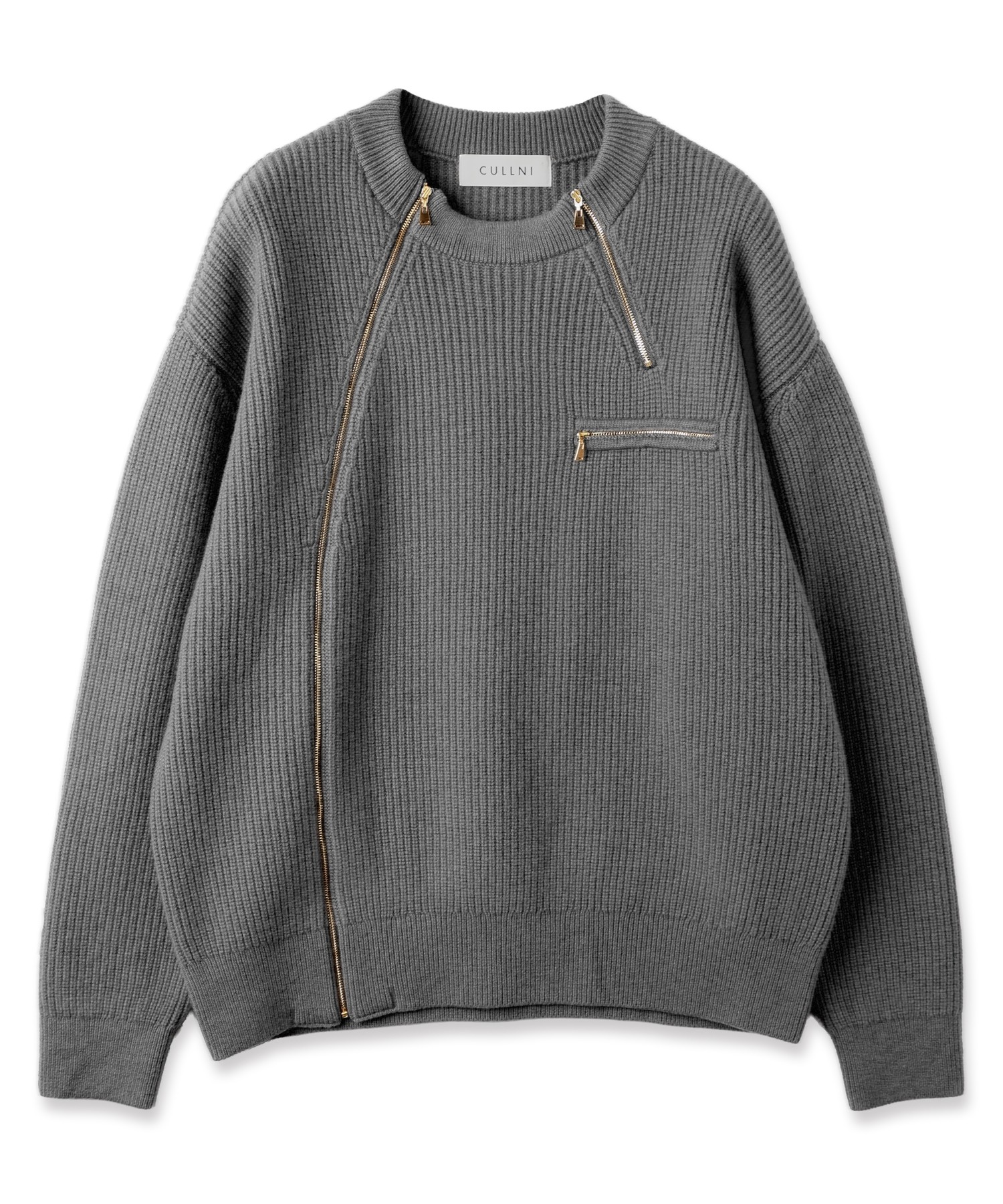 Double Zip Up Crew Neck Knit