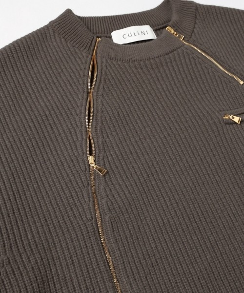 Double Zip Up Crew Neck Knit