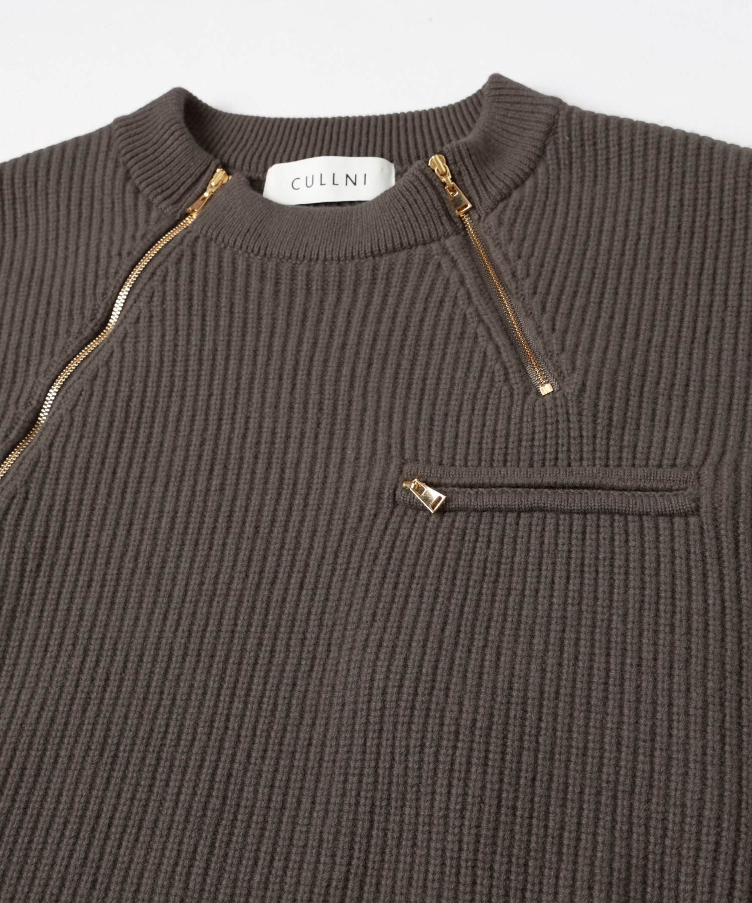 Double Zip Up Crew Neck Knit