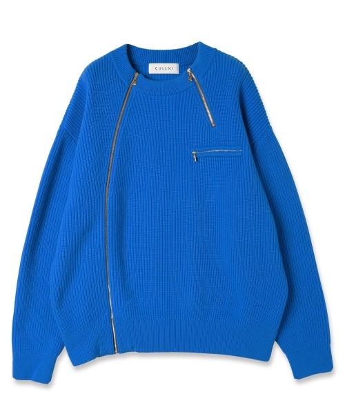 Double Zip Up Crew Neck Knit