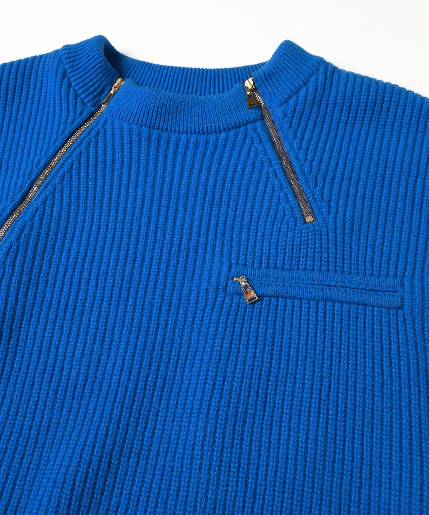 Double Zip Up Crew Neck Knit