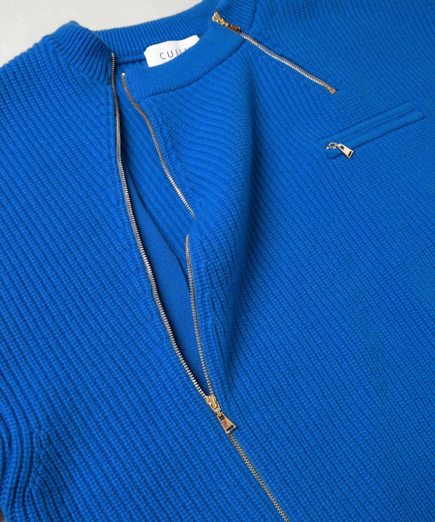 Double Zip Up Crew Neck Knit