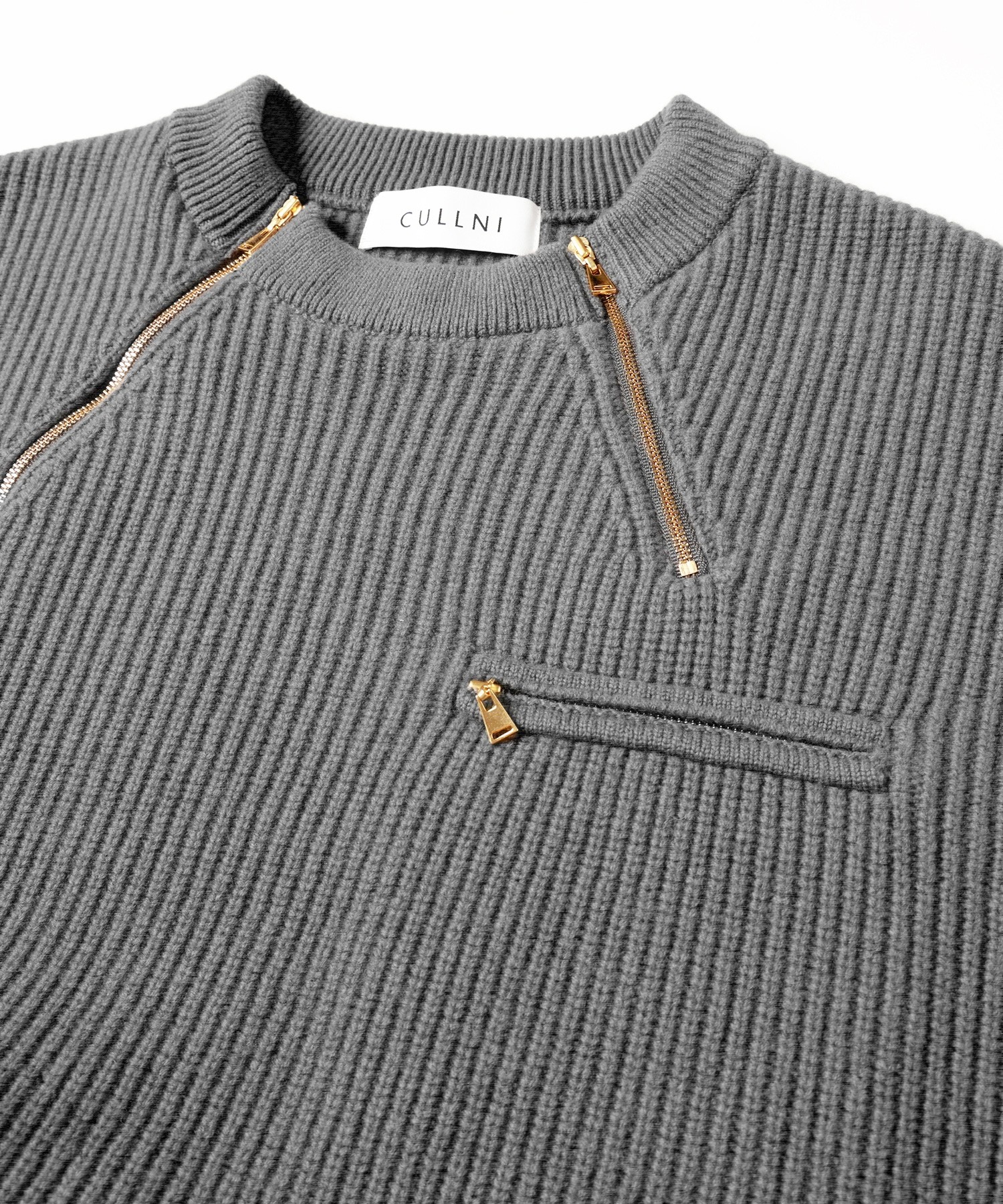 Double Zip Up Crew Neck Knit