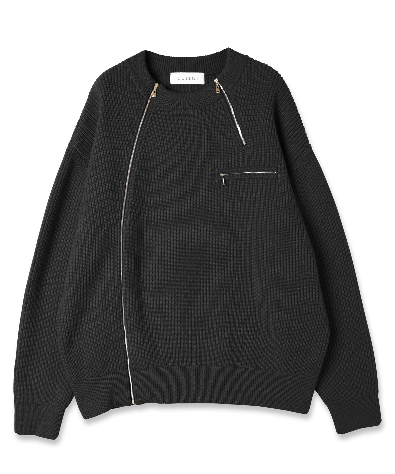 Double Zip Up Crew Neck Knit