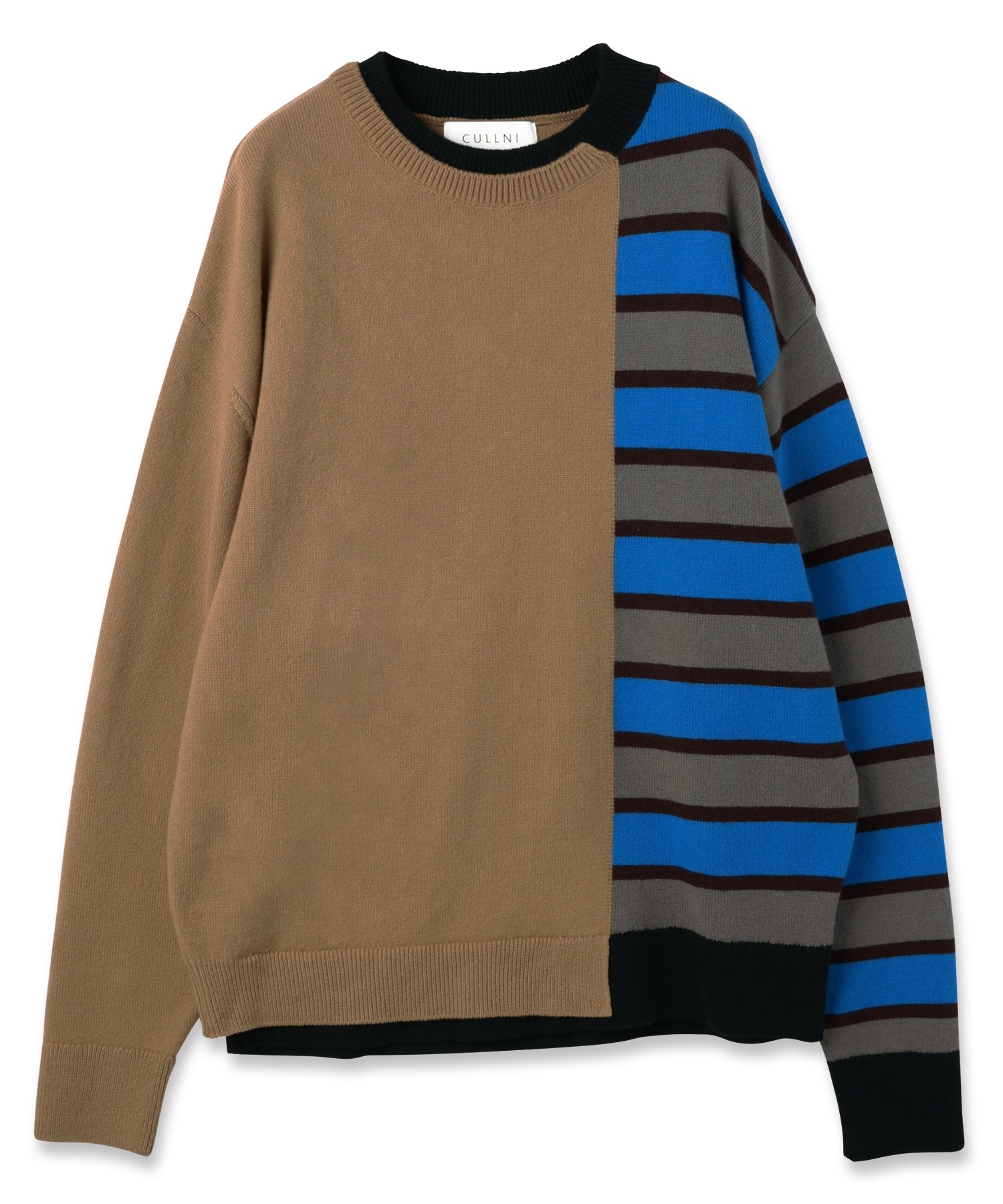 Asymmetrical Border Layerd Rib Pullover Knit