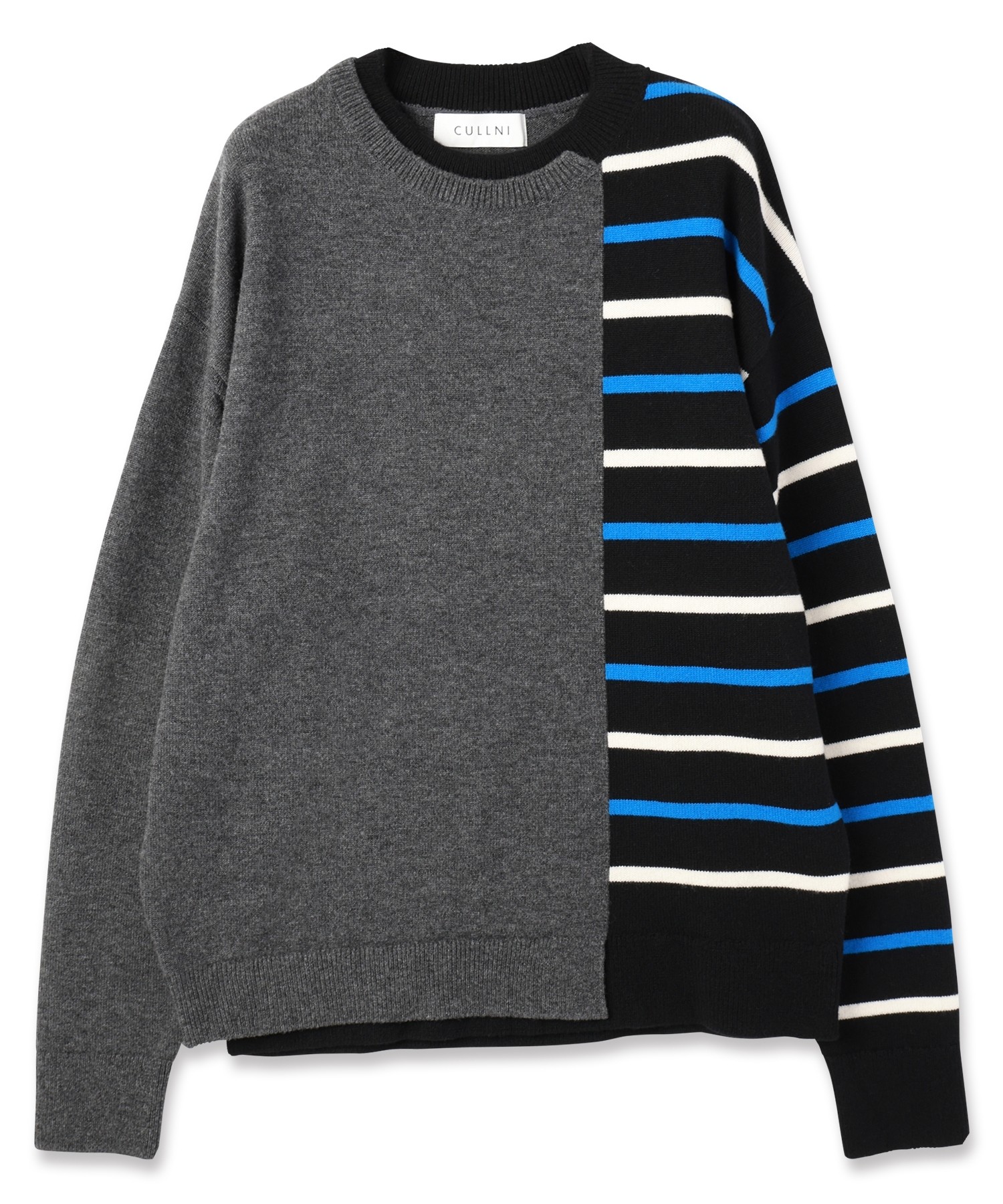 Asymmetrical Border Layerd Rib Pullover Knit