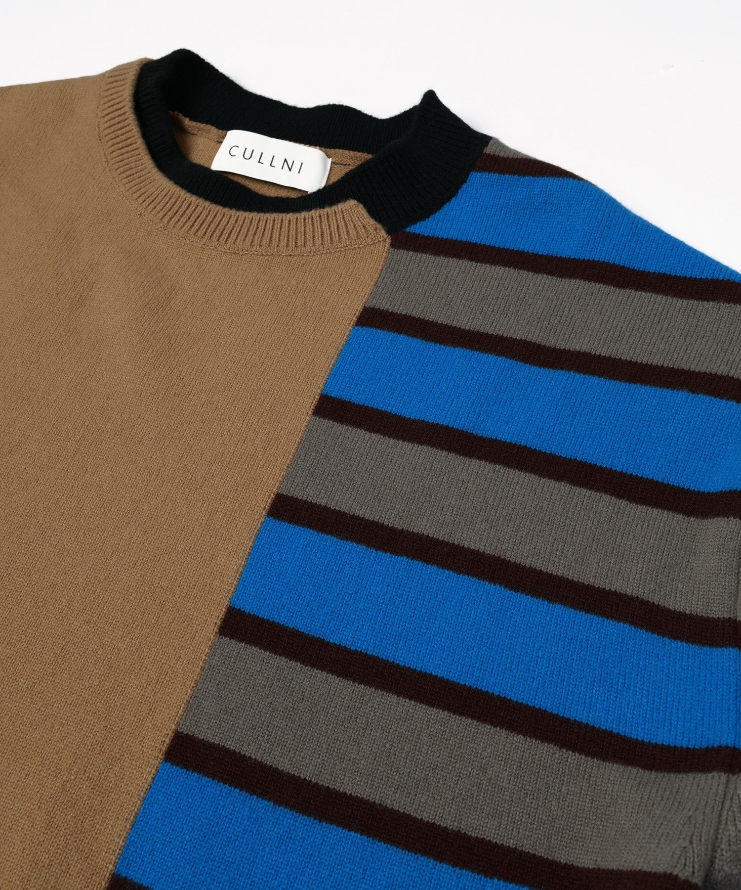 Asymmetrical Border Layerd Rib Pullover Knit