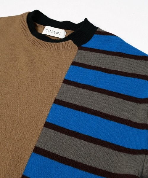 Asymmetrical Border Layerd Rib Pullover Knit