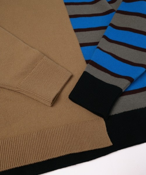 Asymmetrical Border Layerd Rib Pullover Knit