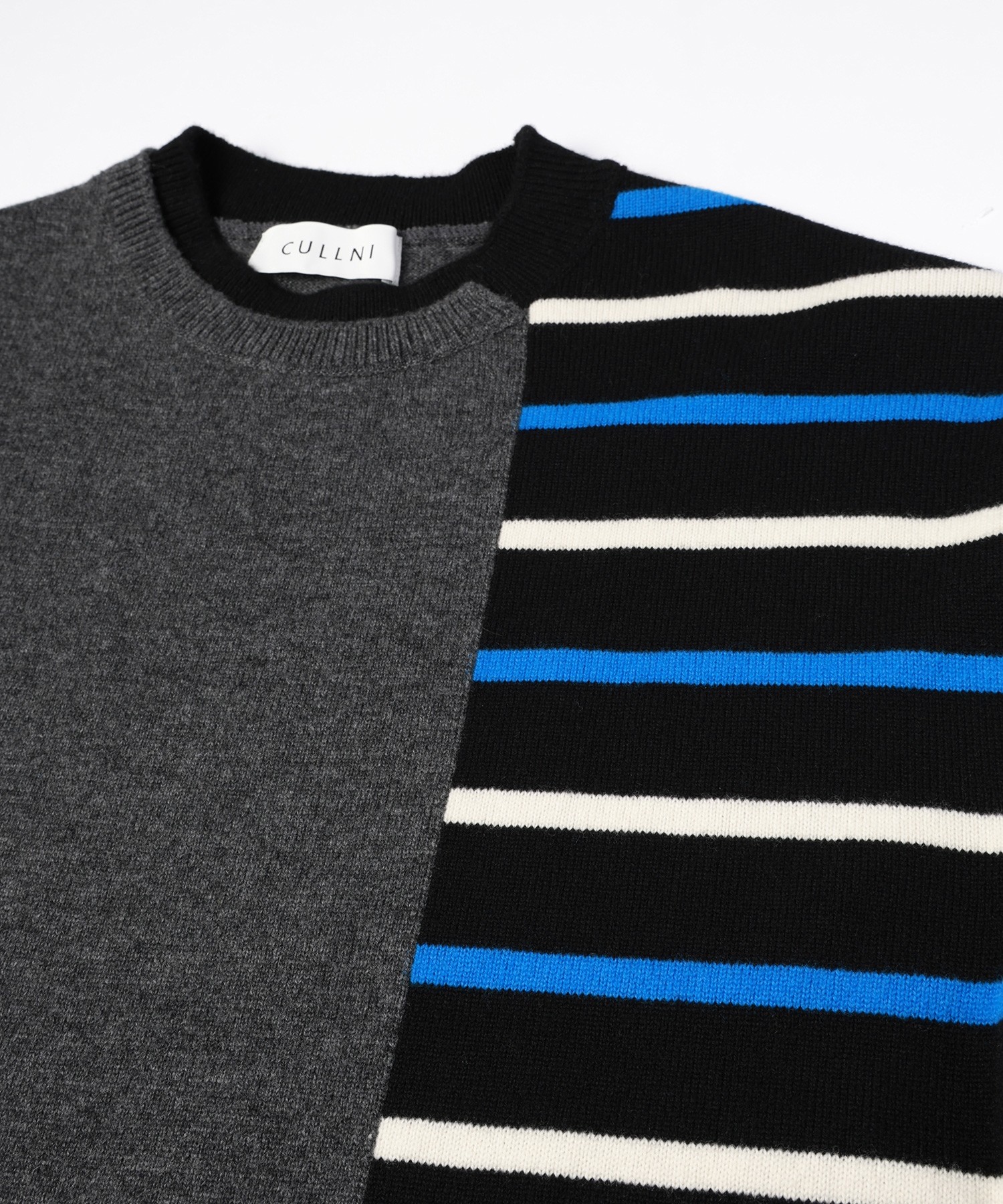 Asymmetrical Border Layerd Rib Pullover Knit