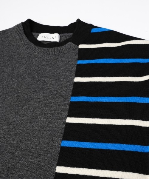 Asymmetrical Border Layerd Rib Pullover Knit