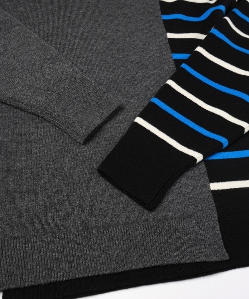 Asymmetrical Border Layerd Rib Pullover Knit