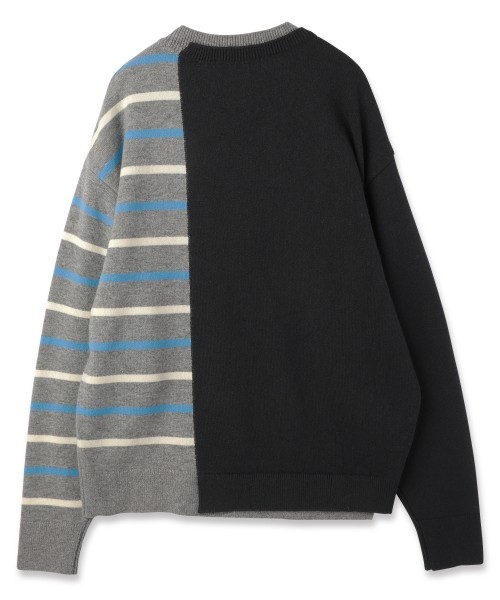 Asymmetrical Border Layerd Rib Pullover Knit