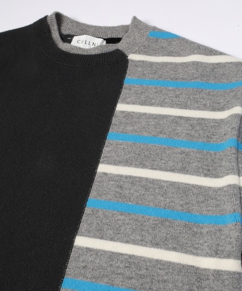 Asymmetrical Border Layerd Rib Pullover Knit