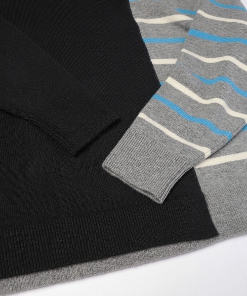 Asymmetrical Border Layerd Rib Pullover Knit