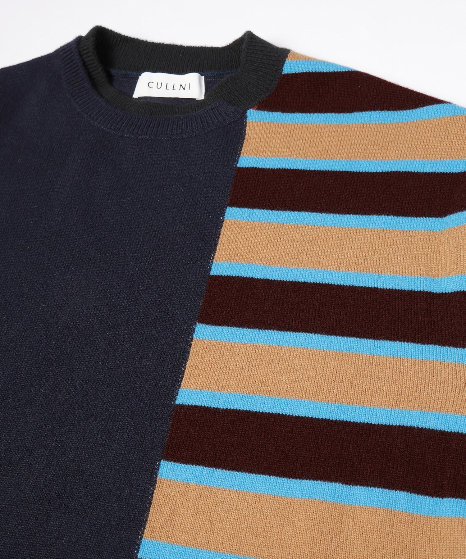 Asymmetrical Border Layerd Rib Pullover Knit