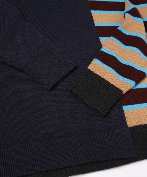 Asymmetrical Border Layerd Rib Pullover Knit