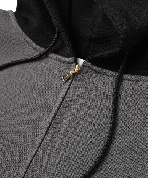 Embroidery Patch Half Zip Knit Hoodie