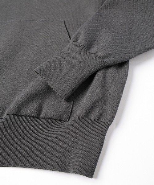 Embroidery Patch Half Zip Knit Hoodie