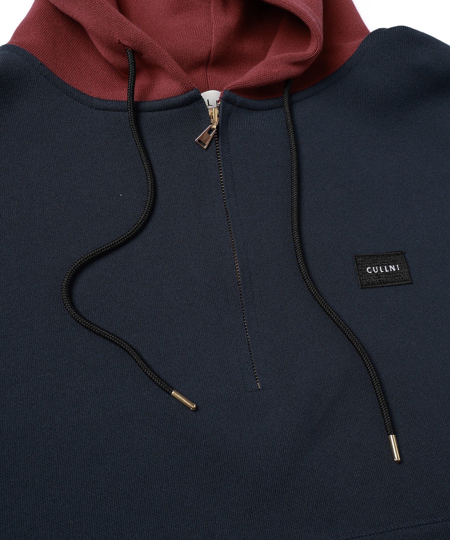 Embroidery Patch Half Zip Knit Hoodie