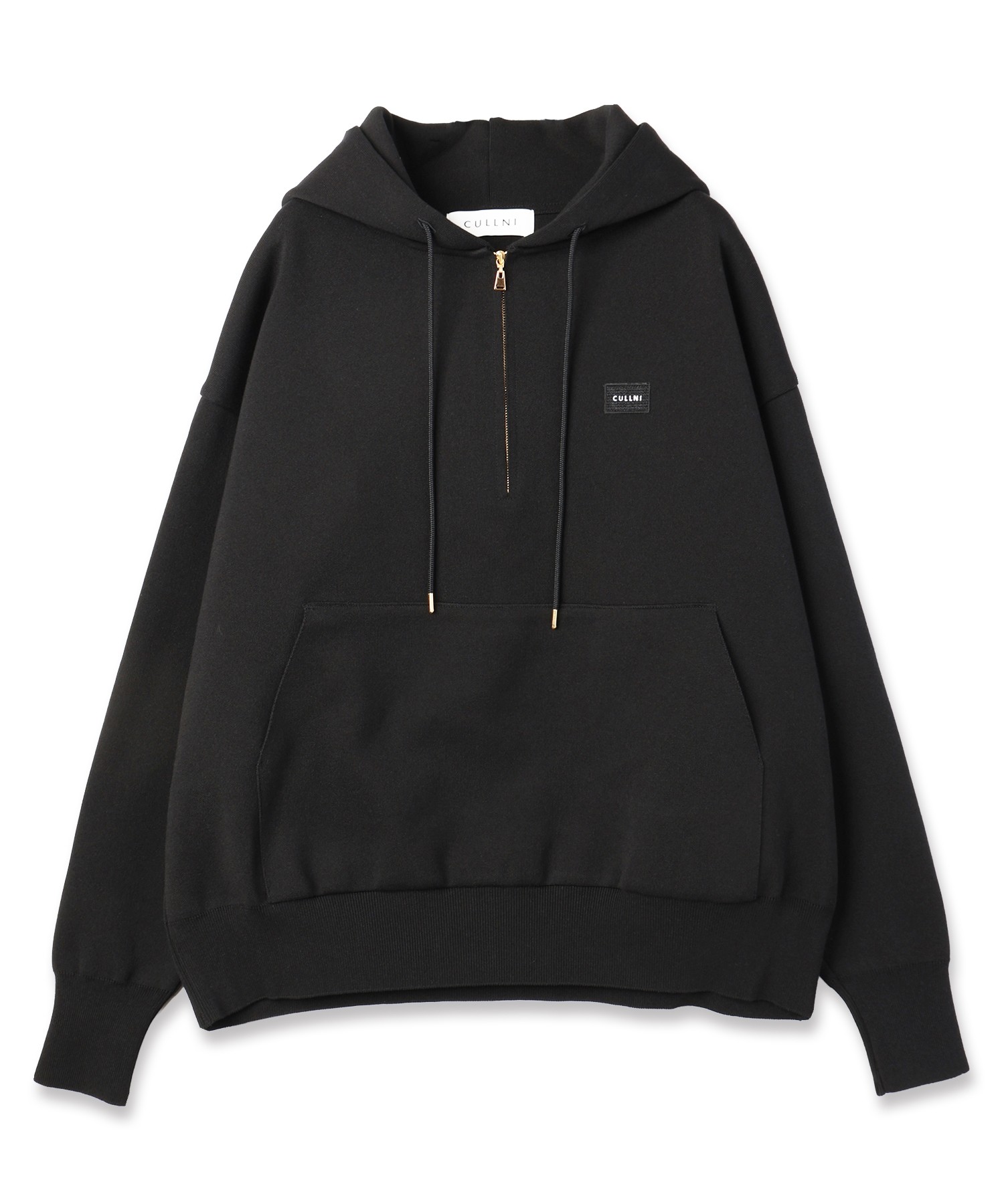 Embroidery Patch Half Zip Knit Hoodie