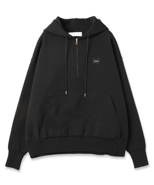 Embroidery Patch Half Zip Knit Hoodie