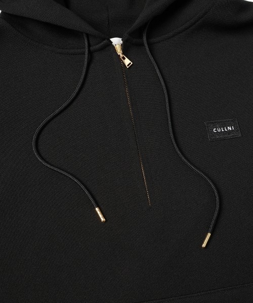 Embroidery Patch Half Zip Knit Hoodie