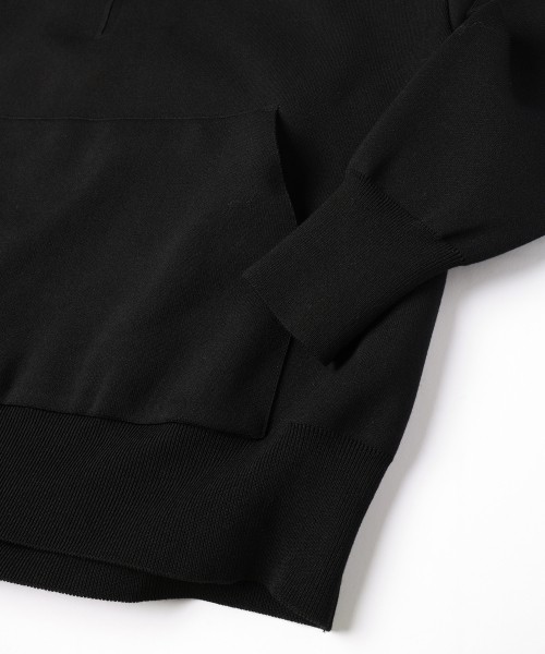 Embroidery Patch Half Zip Knit Hoodie