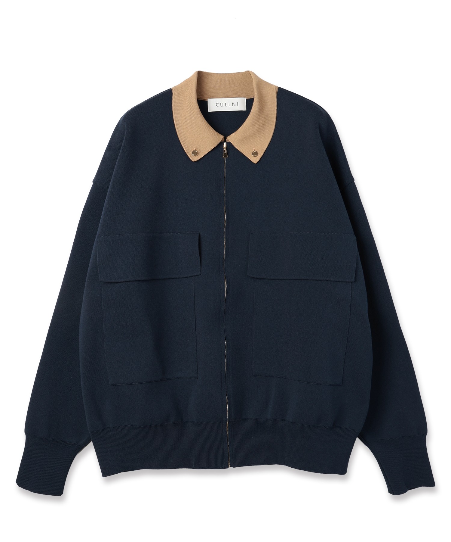 Big Pocket Zip Up Knit Jacket